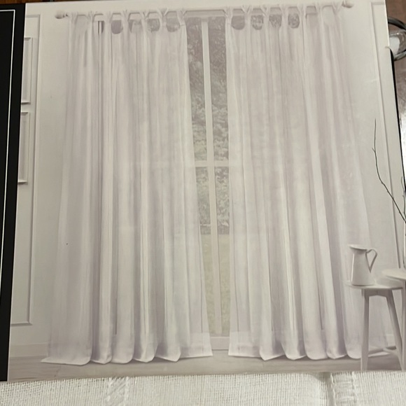 Ralph Lauren Hamilton 54”x84” two twist tab panel Curtains new white sheer - Picture 5 of 8